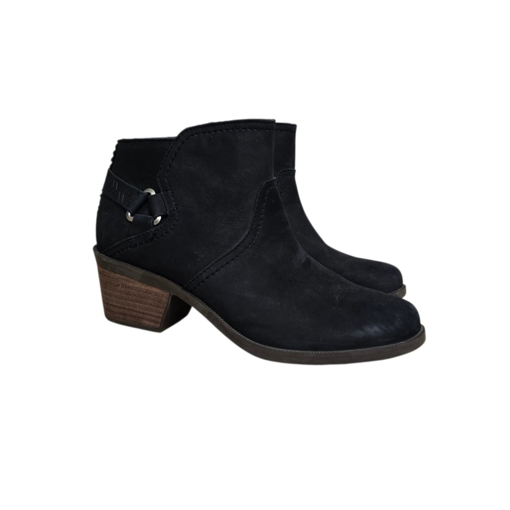 Teva Foxy Black Leather Waterproof Ankle Boots‎ Stacked Heel 1008317 Womens 7.5